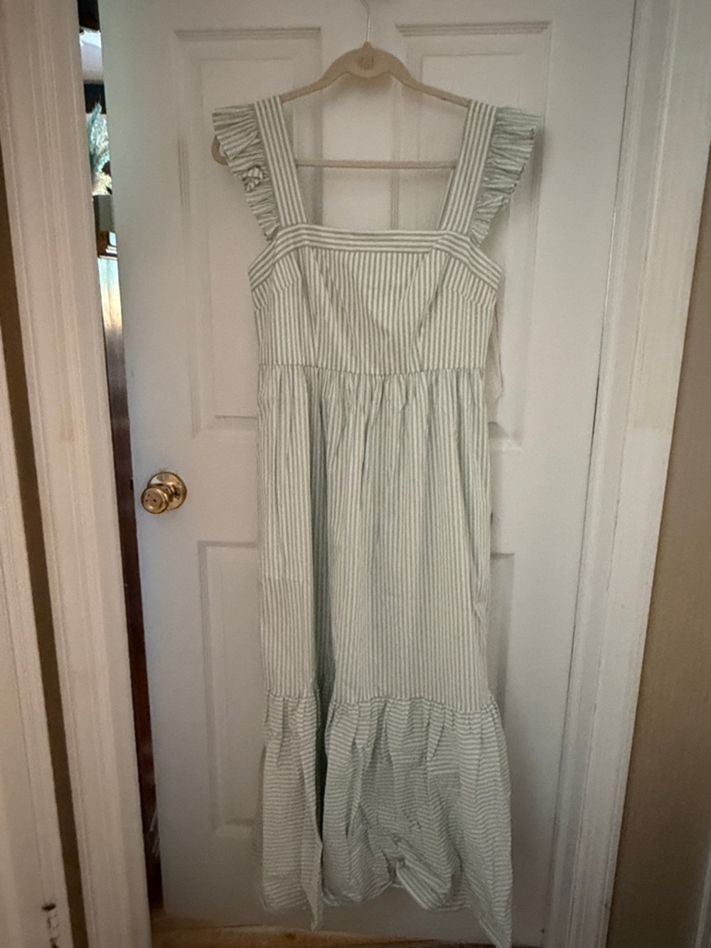 Gal Meets Glam Striped Ruffle Strap Sundress - Mint & White